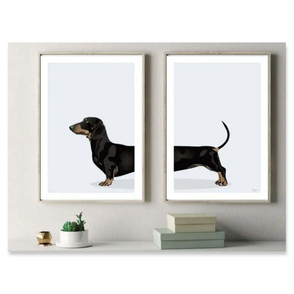NWT DACHSHUND PRINT SET